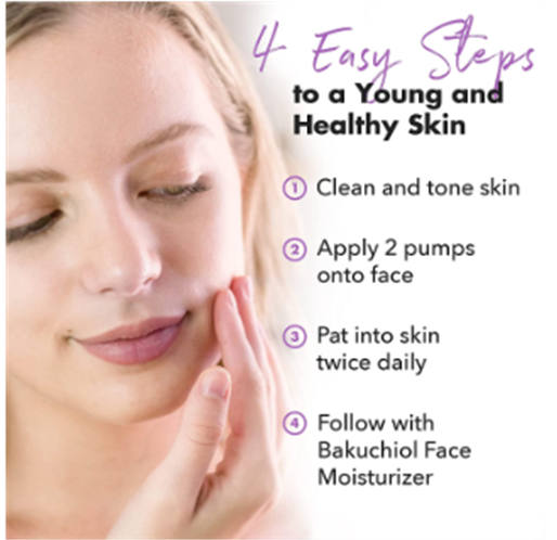 Image of 4 easy steps for healthy skin using bakuchiol-serum.