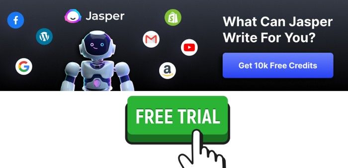 Image of free trial offer to use Jasper.ai