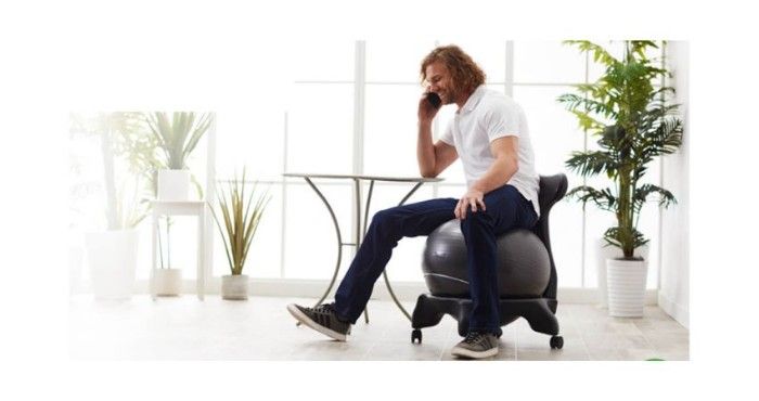 Photo of home office with balance ball chair best suited for those with ADHD