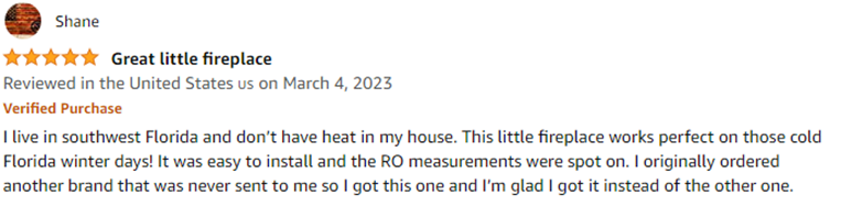 Customer review posted on Amazon