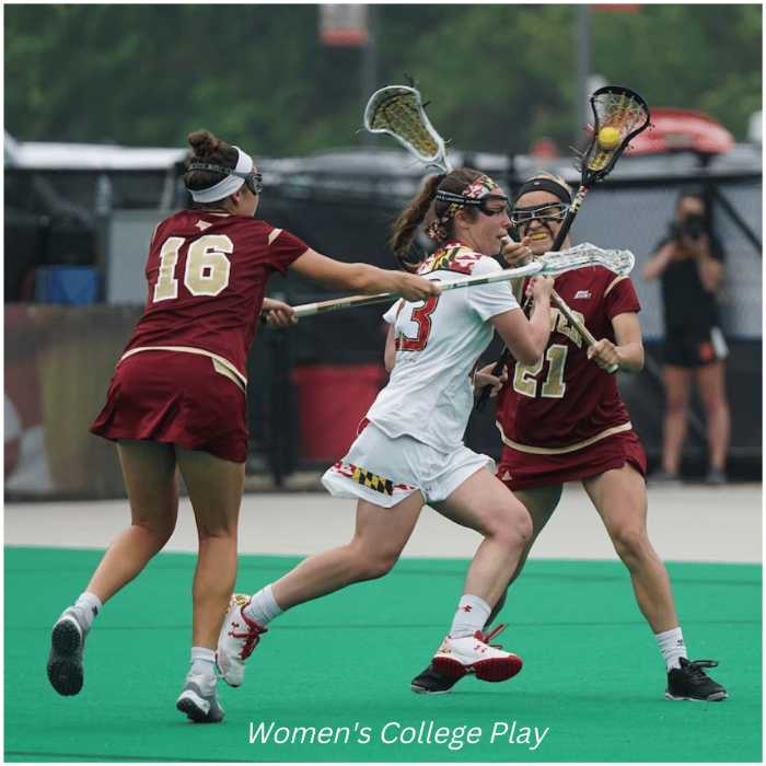 Photo of women's college lacrosse game at Univ of Denver