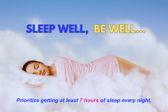 Image of sleeping on a cloud in support of good health.