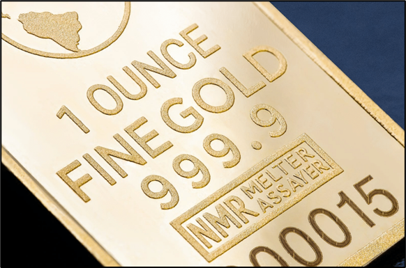 Image of 1-ounce fine gold bar.