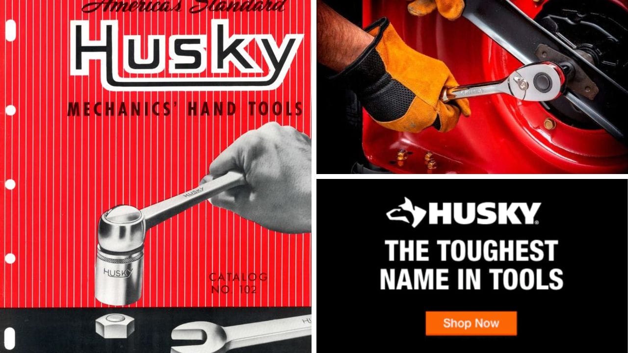 Images of Husky advertising and photo of ratchet wrench.