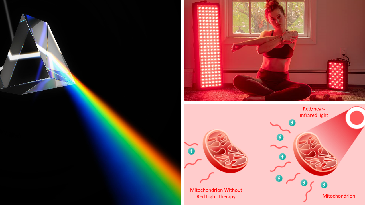 Photos and images of red light and red light therapy.