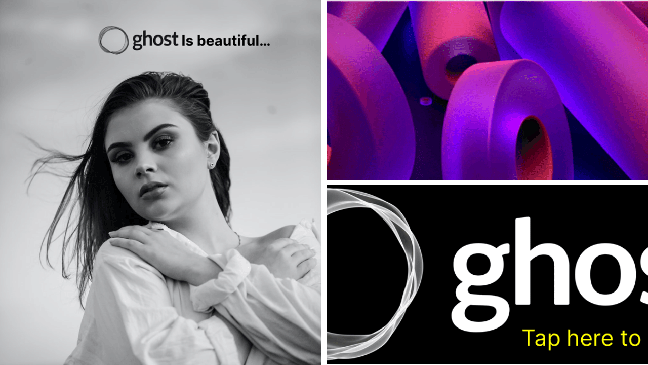 Photos of beautiful Ghost and Ghost.Org logos.