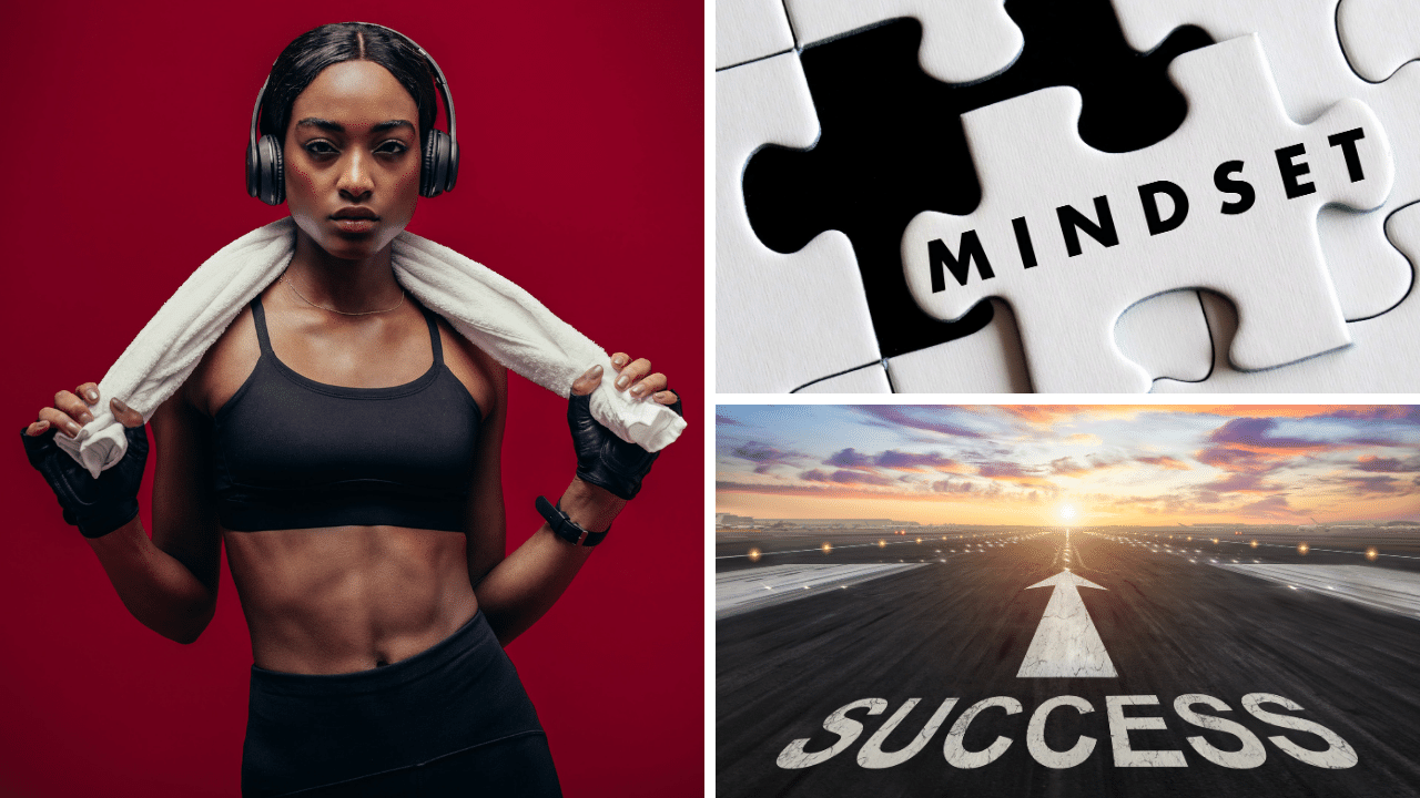 Images of mindset, exercise and success for weight loss