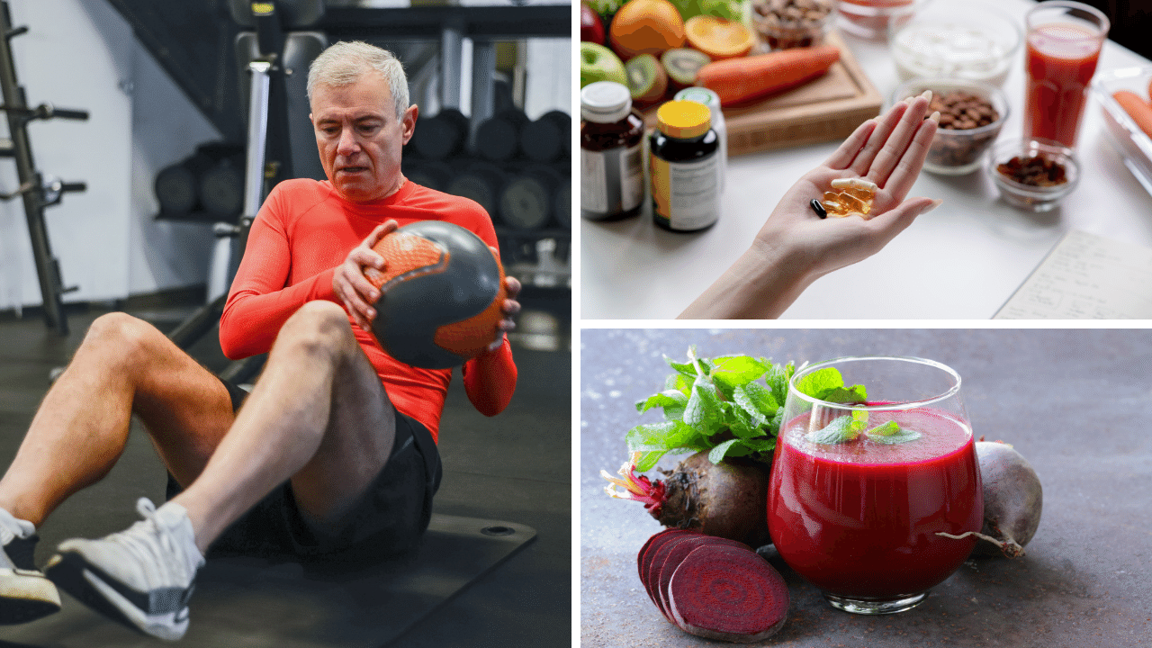 Images and photos of supplements, healthy food and exercise